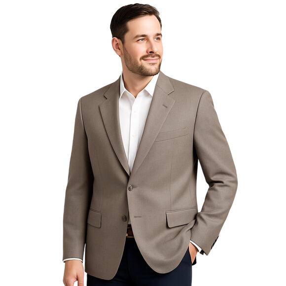 Halston Traditional by Today’s Man Men’s Blazer Sport Coat, Taupe/Stone Gray - Picture 1 of 7